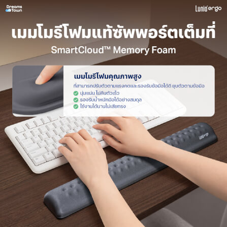 แผ่นรองข้อมือคีย์บอร์ด LUNIO ERGO CYREST KEYBOARD PAD DARK GRAY สีเทาเข้ม_2